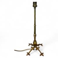 W. A. S. Benson. An Arts & Crafts brass four leg table lamp - Thumbnail 1