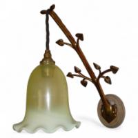 W. A. S. Benson. A pair of brass wall lights with leaf details to the arms - Thumbnail 1