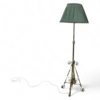 Benham and Froud. Arts Crafts copper and brass telescopic electric standard lamp - Thumbnail 1