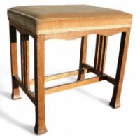 Walter Cave for Bechstein. extremely rare Arts & Crafts Oak piano stool matching the piano - Thumbnail 1