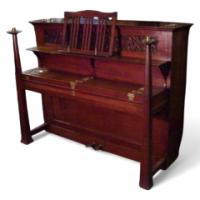Walter Cave for Bechstein. A mahogany piano with overstrung upright underdamper action - Thumbnail 1