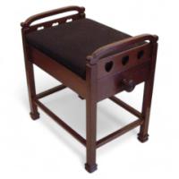 Liberty & Co. A mahogany piano stool with heart cut-outs to each side and adjustable seat - Thumbnail 1
