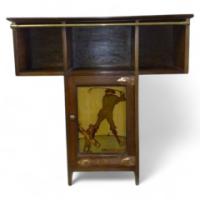 Shapland & Petter. A wall cabinet with Golfing panel and copper strap hinges - Thumbnail 1