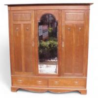 Shapland & Petter. Arts & Crafts Oak Treble Wardrobe & Dressing Table - Thumbnail 1