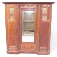 Shapland & Petter. An Arts & Crafts Oak treble wardrobe in the Glasgow Style - Thumbnail 1