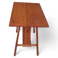 Wylie & Lochhead retailed by Liberty & Co. A pair of Arts & Crafts Oak side tables with stylised cut outs - Thumbnail 1