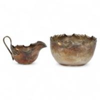 James Dixon, Dr. C. Dresser, Style of. A Silver Plated Sugar Bowl & Milk Jug