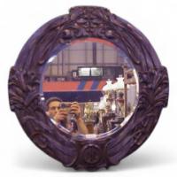 A large Arts & Crafts Oak mirror with floral carving of superior craftsmanship. - Thumbnail 1