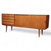 Rare Model 18 teak sideboard having four drawers and two sliding doors - Thumbnail 1