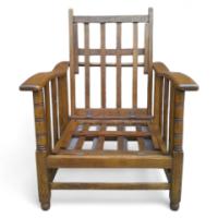 A Well-Crafted Arts & Crafts reclining Oak Armchair - Thumbnail 1