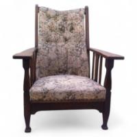 An Arts & Crafts Oak reclining Armchair with large flat extended arms - Thumbnail 1