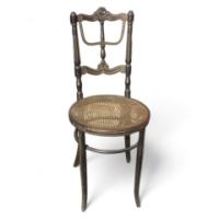 Fischel. Rare cane seat ebonised and gilt side chair - Thumbnail 1