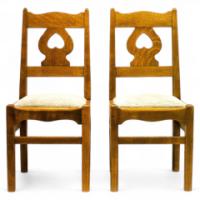 C. F. A Voysey for Liberty & Co. A rare pair of Oak chairs. - Thumbnail 1
