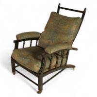 Philip Webb for Morris & Co. Two adjustable ebonised Armchair - Thumbnail 1