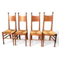 William Birch. Two sets of four oak rush seat dining chairs. - Thumbnail 1