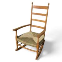 William Birch retailed by Liberty and Co. A good quality Cotswold School oak rocking chair - Thumbnail 1