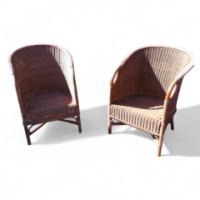 Dryad of Leicester c.1920 Pair of Wicker Armchairs, Arts & Crafts Design - Thumbnail 1