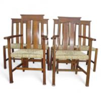 Liberty & Co. A set of six and a set of four dining chairs after a design by W Lethaby. - Thumbnail 1