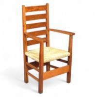 M. H. Baillie Scott for J P White of Bedford. A set of four Oak ladderback Armchairs - Thumbnail 1