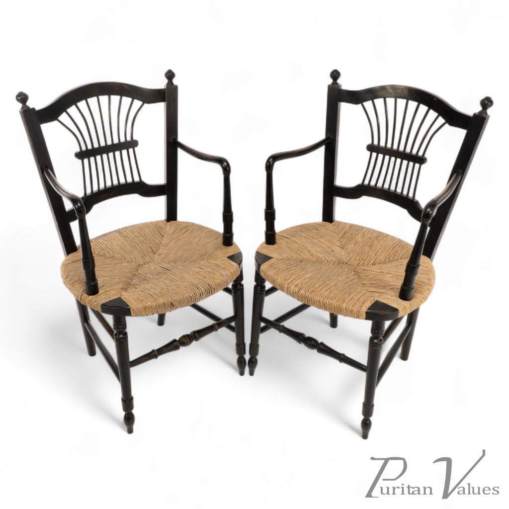 Dante Rossetti for Morris & Co., A Pair of Rush Seated Armchairs - Image 1