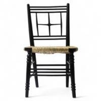 Ford Madox Brown. An Ebonised Arts & Crafts single star back Sussex chair - Thumbnail 1