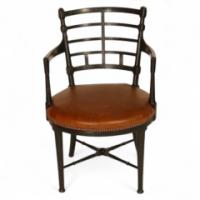 James Plucknett Attributed, probably for Collier & Plucknett. A Jacobean or Old English Armchair Red Leather - Thumbnail 1