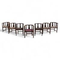 E A Taylor for Wylie and Lochhead. Seven Glasgow style tub chairs. - Thumbnail 1
