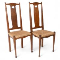 Ambrose Heal's for Heal's of London. A Pair of Arts & Crafts Rush Seated Chairs - Thumbnail 1