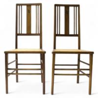 Ambrose Heal. A good pair of Arts & Crafts Oak side chairs - Thumbnail 1