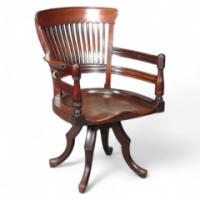 E. W. Godwin for James Peddle. A mahogany swivel office elbow chair - Thumbnail 1