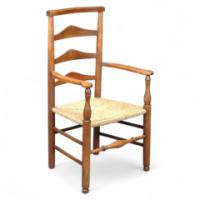 C. R. Ashbee for Guild of Handicraft. A beech ladderback Armchair with a re-rushed seat - Thumbnail 1