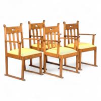 Liberty & Co. A pair of Oak Armchair in the manner of E. G. Punnett - Thumbnail 1