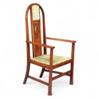 Liberty & Co. Arts & Crafts mahogany and inlaid Armchair - Thumbnail 1