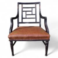 E. W. Godwin for William Watt. An Anglo-Japanese ebonised arm chair - Thumbnail 1