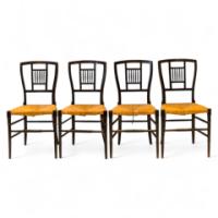 E. W. Godwin for William Watt. A set of four Anglo-Japanese ebonised rush seated chairs - Thumbnail 1
