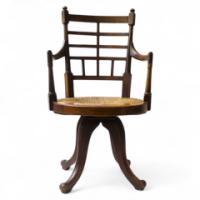 E. W. Godwin for William Watt. A Jacobean or Old English office swivel Armchair - Thumbnail 1