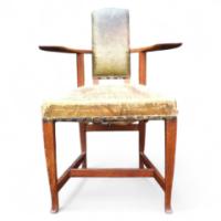George Walton. Rare Glasgow School Oak and leather 'Abingdon' Armchair - Thumbnail 1