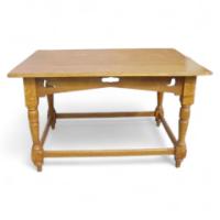 An Arts & Crafts Oak dining table with Voysey style doves bird cut-outs to each corner - Thumbnail 1