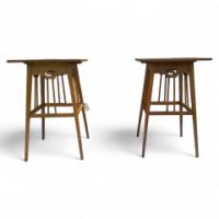 Wylie & Lochhead. A Well-Crafted pair of Arts & Crafts Oak Inlaid side tables and one other - Thumbnail 1