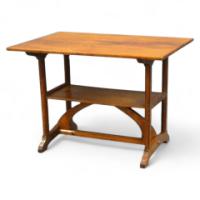 A Cotswold School Arts & Crafts two tier walnut craftsman made side table - Thumbnail 1