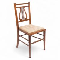 Aesthetic Movement, Walnut Lyre Back Chair with Button Seat (c.1890)