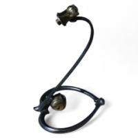 W. A. S. Benson. A rare steel table lamp with heart shaped base and original brass switch - Thumbnail 1
