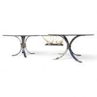 Knut Hesterberg, attributed, Pair of Heavy-Gauge Chrome and Glass Side Tables