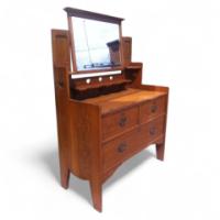 Shapland & Petter. An Arts & Crafts dressing table with heart cut-outs below the shelf - Thumbnail 1