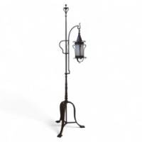 An Arts & Crafts adjustable iron standard lamp - Thumbnail 1