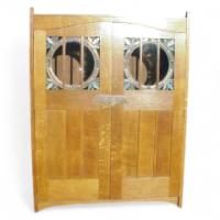 George Walton. An Arts & Crafts Glasgow School Oak double wardrobe - Thumbnail 1