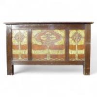 Edwin B Joliffe. A stunning Arts and Crafts stained wood and Gesso cabinet - Thumbnail 1
