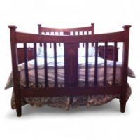 Wylie & Lochhead. A top quality Glasgow School Arts & Crafts Oak bedroom pair with 3/4 wardrobe and 4' 6" double bed. - Thumbnail 1