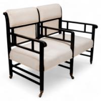 E. W. Godwin Attributed, Anglo-Japanese Ebonised Duet or Conversation Settee - Thumbnail 1