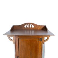 Arts & Crafts Oak Cabinet by Shapland & Petter with Fretwork Pediment - Thumbnail 6